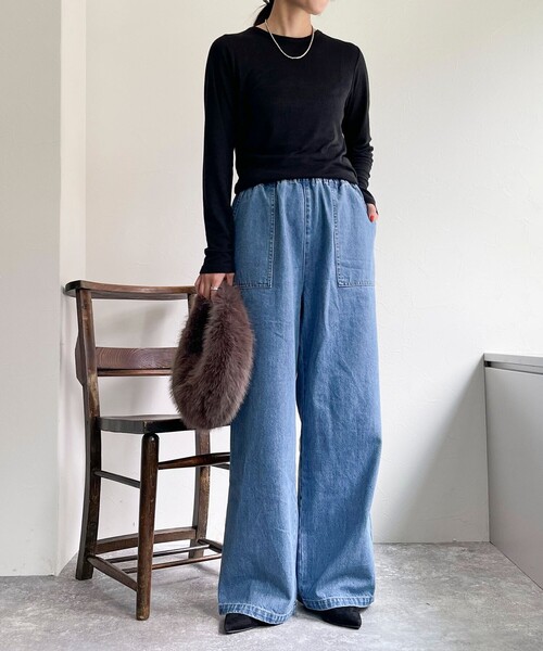 「fredy emue」 デニムパンツ 38 ブルー レディース_画像2