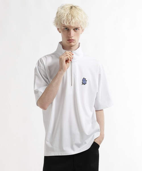 HARE（ハレ） tシャツ 「接触冷感」フラワーHAREパッチハーフジップ