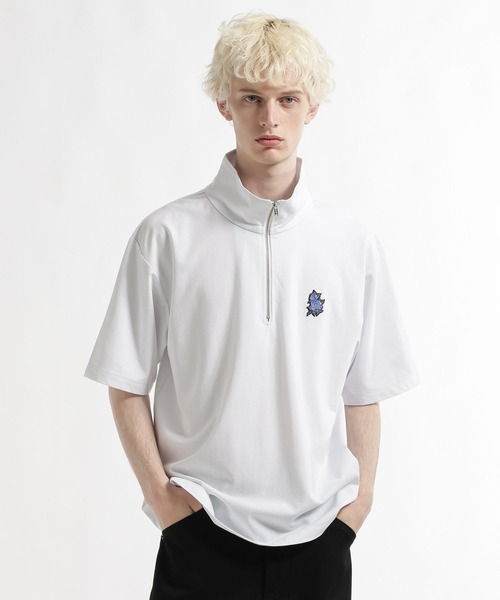 HARE（ハレ） tシャツ 「接触冷感」フラワーHAREパッチハーフジップ