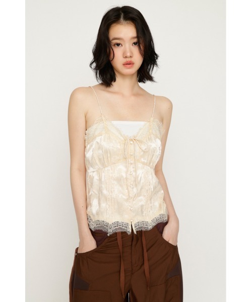 SLY（スライ） キャミソール JQ SATIN LACE CAMI TOPS ジャガード