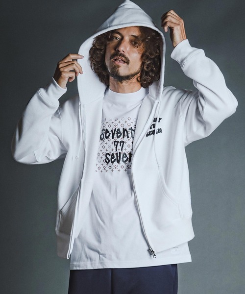 パーカー 裏起毛 mpa4177- brushed lining zip-up BOX hoodie (funny