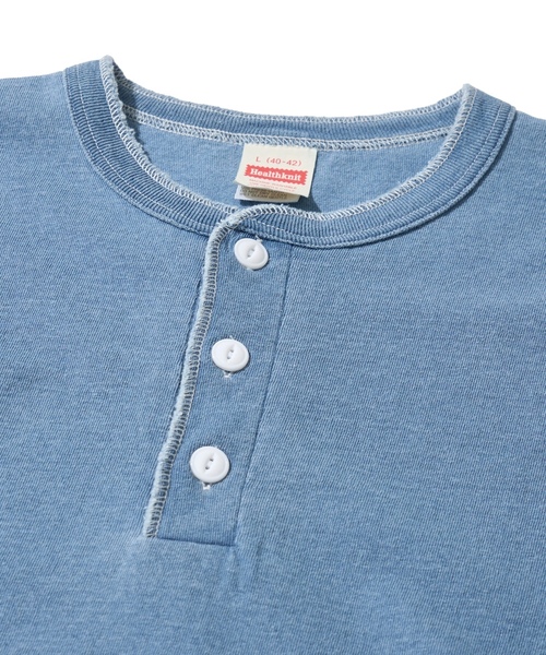 「Healthknit」 半袖Tシャツ LARGE ダークインディゴブルー メンズ_画像4