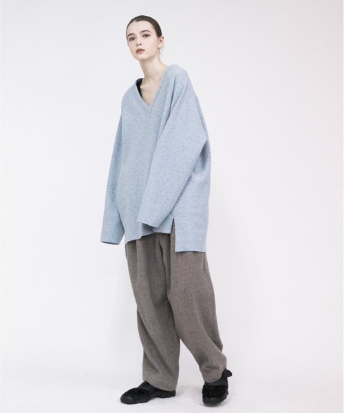 VOAAOV ニット 【VOAAOV】 wool ring jersey V-neck sweater