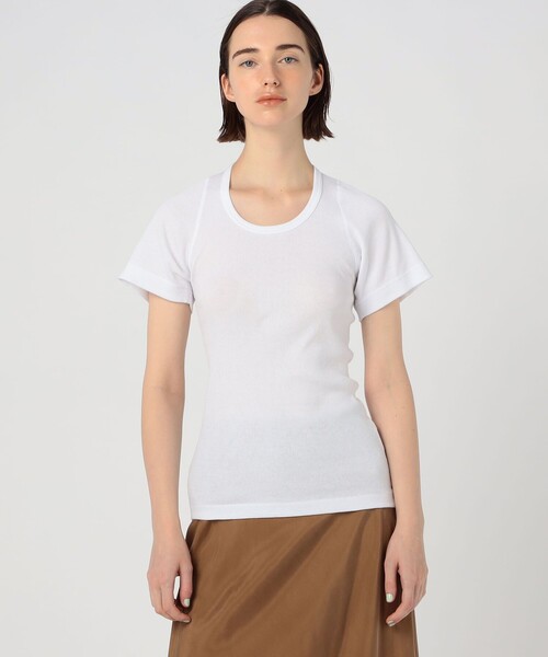 【トゥモローランド】リブカットソー 白 TOMORROWLAND（トゥモローランド） tシャツ OVERNEATH リブTシャツ