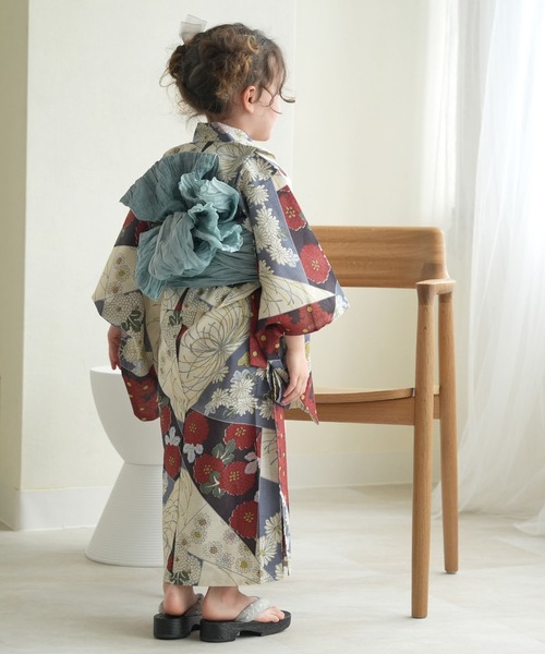 【ネット完売品】utatane 浴衣3点セット ひよこ商店オリジナルデザイン utatane｜ひよこ商店 浴衣3点セット 青碧色に菊爛漫 | Rakuten