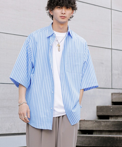 ADMIX/ATELIER SAB MEN シャツ 半袖 高密度コットンブロード / ワイド