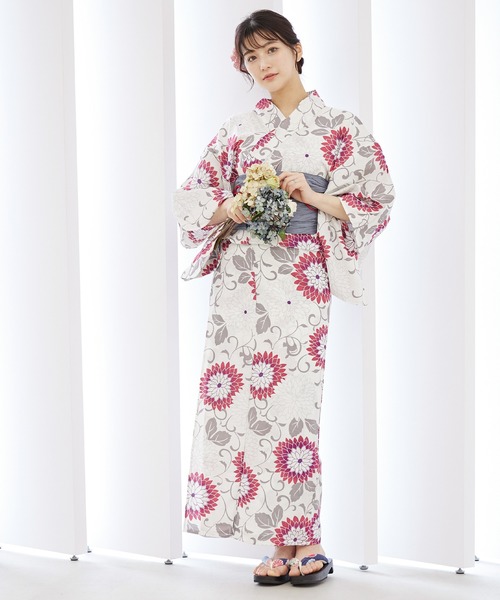 浴衣 綿麻仕立て上がり浴衣2点セット レディース : ZOZOTOWN Yahoo!店