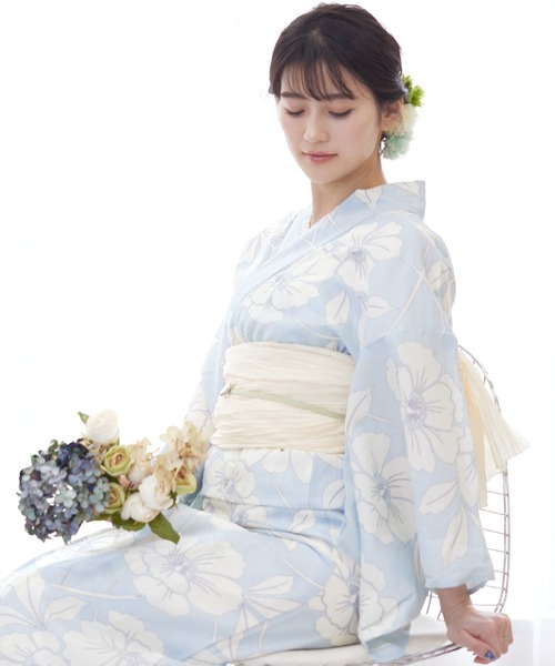 最終お値下げ　綿麻仕立て上がり浴衣2点セット　美品♪ 浴衣 綿麻仕立て上がり浴衣2点セット レディース : ZOZOTOWN