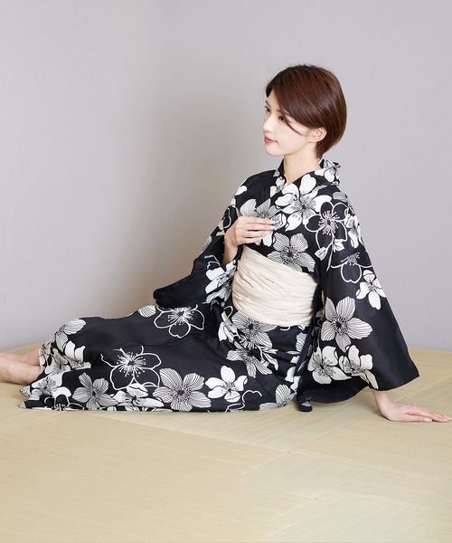 【新品未使用】日本製 月柄浴衣 ブラック 綿麻 レディース 浴衣 綿麻仕立て上がり浴衣2点セット レディース : ZOZOTOWN Yahoo!店