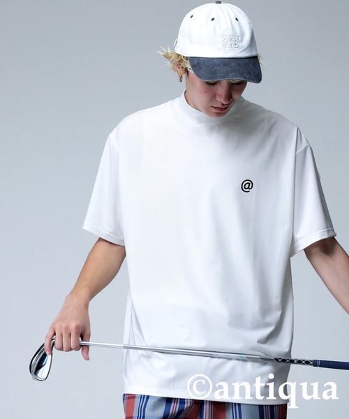 ANTIQUA STCH モックネックロゴＴシャツ GOLF ゴルフ antiqua ANTIQUA GOLF×STCH ハイネックTシャツ メンズ 送料無料