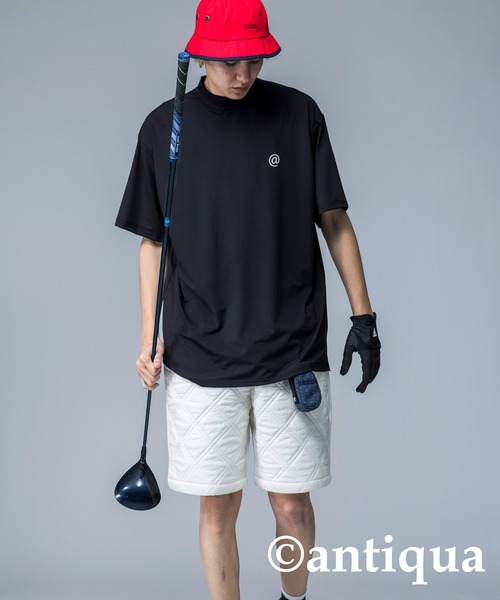 ANTIQUA STCH モックネックロゴＴシャツ GOLF ゴルフ antiqua ANTIQUA GOLF×STCH ハイネックTシャツ メンズ 送料無料