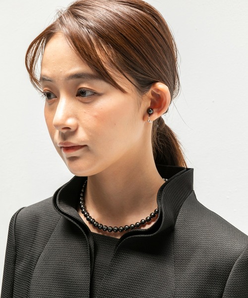 セレモニースーツ セットアップ 卒業式 「喪服」スタンドカラージャケット＆セミフレアワンピース　ブラックフォーマルスーツ レディースの画像