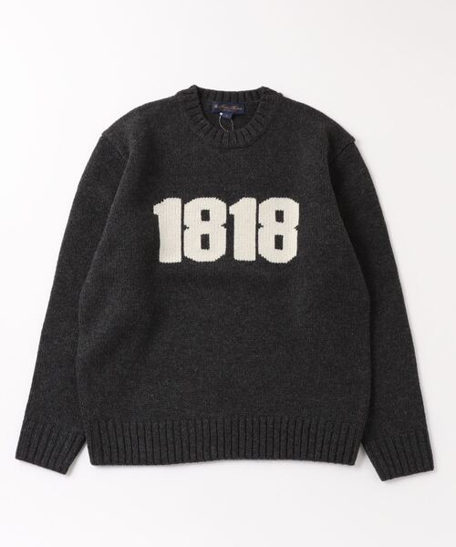 ロゴ　クルーネック　セーター　ニット　メンズ　XL ネイビー　新品タグ付き　秋冬 クルーネックセーター【毛玉CLEAR】【＃すごセーター】 (634006-23