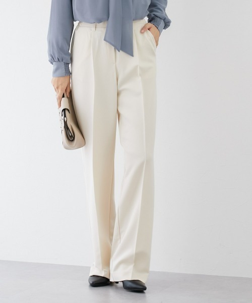 Lemaire ワイドスラックス　ワイドパンツ　wide LEMAIRE ウォッシュド コットンサティーン ワイドパンツ タック