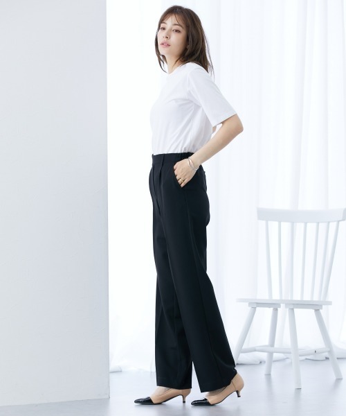 佐藤繊維　M&Kyoko イイネス　パンツ　新品タグ付き　Lサイズ slattgir スラックス パンツ 高身長 ストレッチきれい見えワイド
