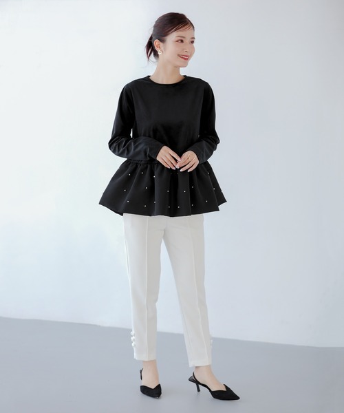 Fit more（フィットモア） 裾バルーンパールベロアトップス レディース 