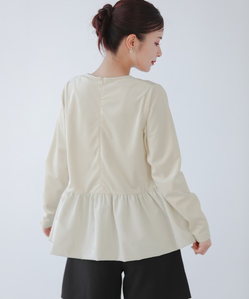 Fit more（フィットモア） 裾バルーンパールベロアトップス レディース