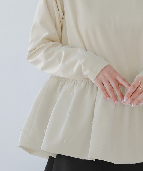 Fit more（フィットモア） 裾バルーンパールベロアトップス レディース