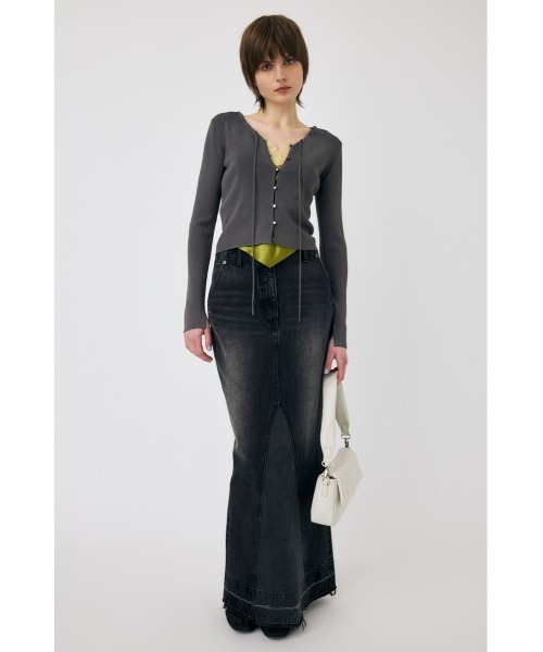 [moussy] LOOP ACCENT ニットカーディガン　ブラック　フリー MOUSSY LOOP ACCENT KNIT カーディガン BLK -ファッション通販