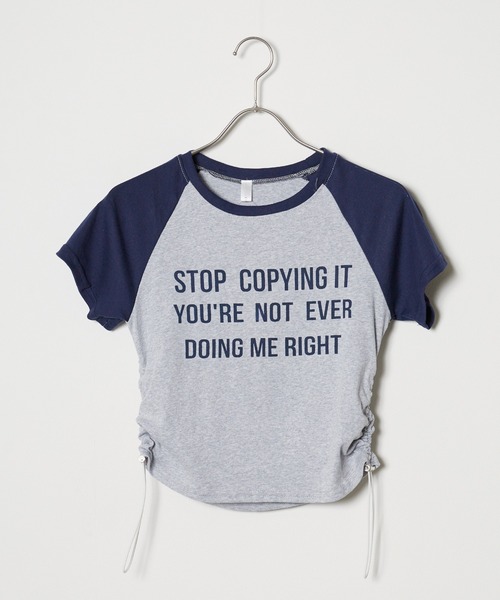 オレンジ Tシャツ サイドギャザー NOMAE（ノーマエ）の「ビジューサイドギャザーTシャツ（Tシャツ