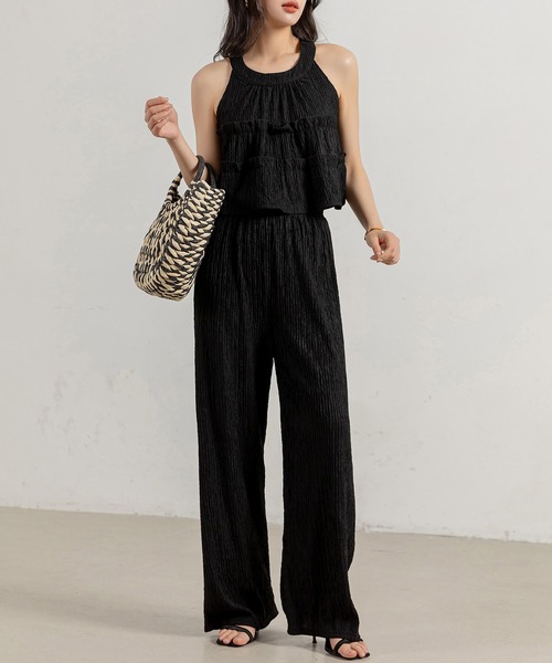 ADORE ノースリーブ トップス ティアード フリル ブラック 38 DAY CLOSET セットアップ 夏 レディース ティアードフリルノースリーブ