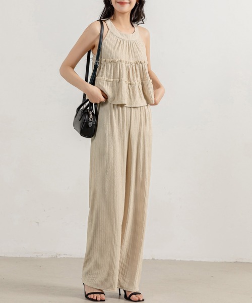 DAY CLOSET セットアップ 夏 レディース ティアードフリルノースリーブ
