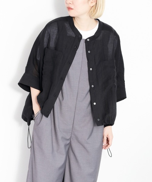 BEARDSLEY 24SS ブラウス バンドカラー ドルマンスリーブ とろみ BEARDSLEY 24SS ブラウス バンドカラー ドルマンスリーブ ゆったり