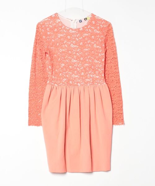 MSGM」 レース長袖ワンピース 38 オレンジ レディース : 83994472 