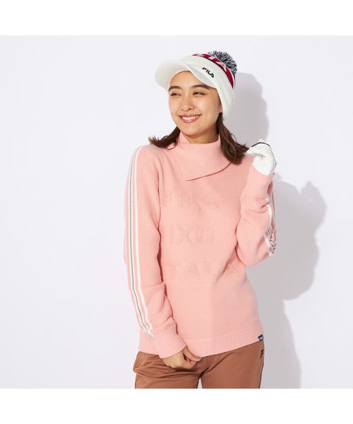 ニット セーター FILA GOLF/フィラゴルフ ゴルフウェア ブランド ロゴ 蓄熱 軽量 モックネック 長袖 ニット セーター レディース FILA GOLF ニット セーター GOLF/フィラゴルフ ゴルフウェア