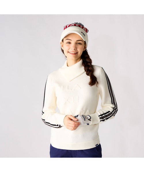 ニット セーター FILA GOLF/フィラゴルフ ゴルフウェア ブランド ロゴ 蓄熱 軽量 モックネック 長袖 ニット セーター レディース FILA GOLF ニット セーター GOLF/フィラゴルフ ゴルフウェア
