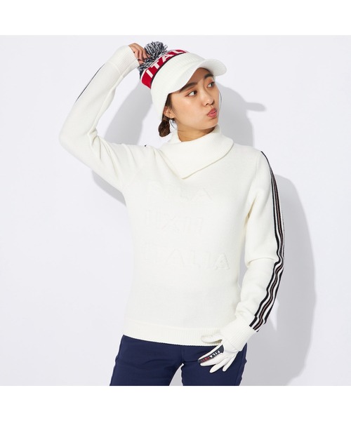 ニット セーター FILA GOLF/フィラゴルフ ゴルフウェア ブランド ロゴ 蓄熱 軽量 モックネック 長袖 ニット セーター レディース FILA GOLF tシャツ GOLF/フィラゴルフ ゴルフウェア ブランド