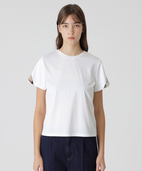 tシャツ Tシャツ プレーティング天竺フリルスリーブTシャツ レディース 