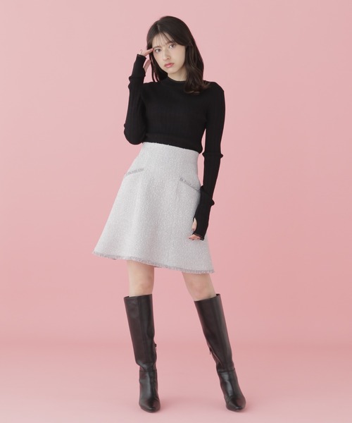 新品タグ付きORR オル フリンジジャガードミニスカート S 韓国 JILL by STUART スカート オリジナルツィードフリンジミニ