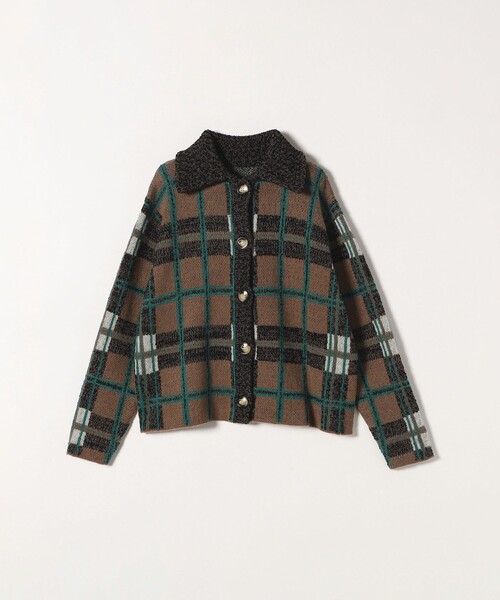 SHIPS any カーディガン any:「手洗い可能」チェック ジャカード 襟