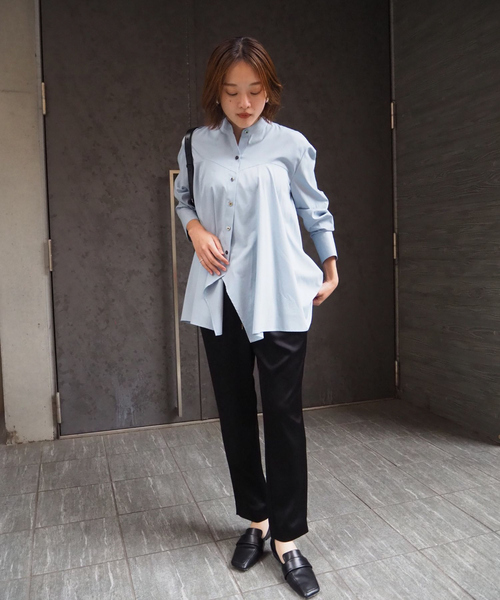 qualite（カリテ） スラックス パンツ アセテートサテンドロストパンツ