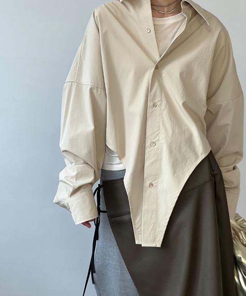 ブラウス シャツ ハイカットヘム ワイドシャツ chw25s011 レディース メンズ