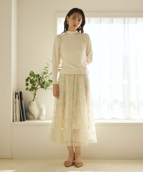 うさとのトップス　茶系　パフスリーブ fifth tシャツ ソフトタッチパフスリーブトップス レディース
