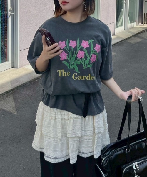 tシャツ flower print t-shirt／フラワープリントTシャツ レディース tシャツ flower print t-shirt／フラワープリントTシャツ