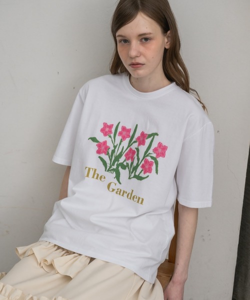 Flower サイン入りTシャツ tシャツ flower print t-shirt／フラワープリントTシャツ