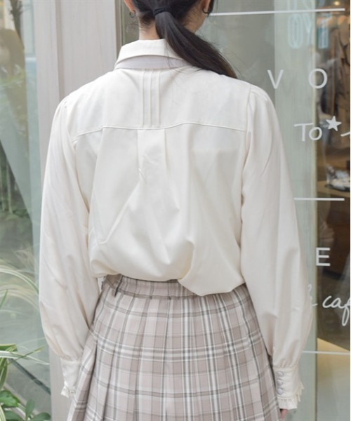 axes femme ブラウス シャツ チェック柄ネクタイ付きブラウス