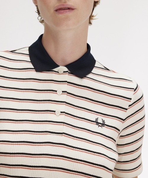 FRED PERRY ポロシャツ ポロ Striped Ribbed Polo Shirt