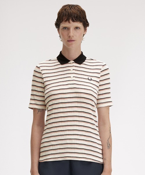 FRED PERRY ポロシャツ ポロ Striped Ribbed Polo Shirt