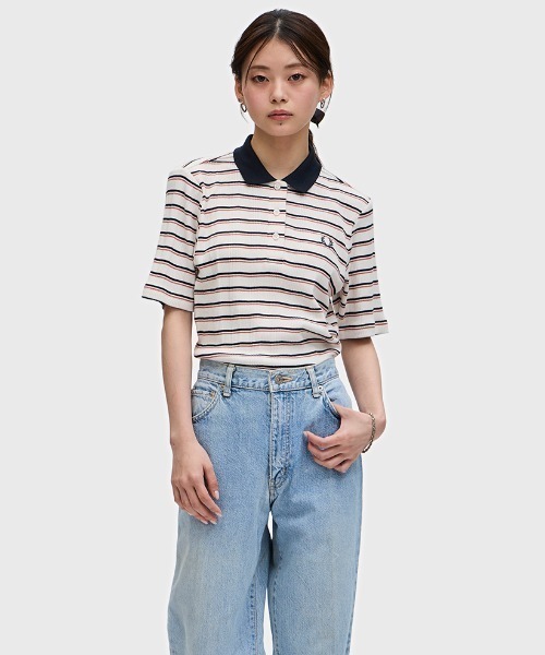 ポロシャツ ポロ STRIPED POLO SHIRT レディース FRED PERRY ポロシャツ ポロ Striped Ribbed Polo Shirt