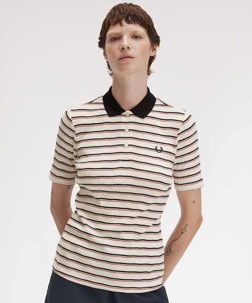 Fred Perry ロゴ ストライプ ポロシャツ FRED PERRY ポロシャツ Jersey Stripe Polo Shirt／ジャージー