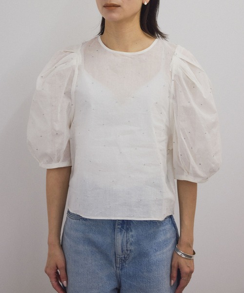 SALON adam et rope' ブラウス シャツ 「WEB限定」ラメドット