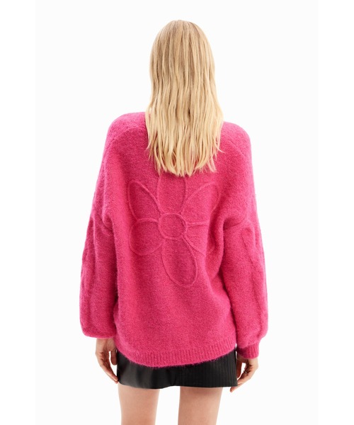 「Desigual」 ニットカーディガン L レッド レディース_画像4