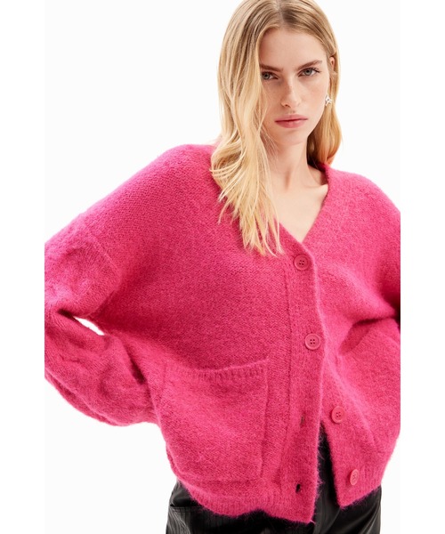 「Desigual」 ニットカーディガン L レッド レディース_画像5