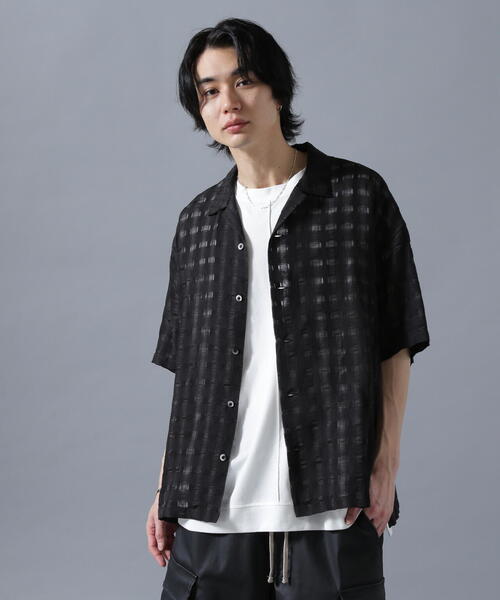 ブラウス シャツ DankeSchon/ダンケシェーン/SHEER CHECK JQ S/S SHIRTS レディース メンズ