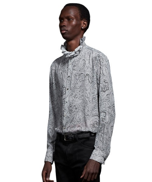 GalaabenD paisleyジャガードFRILLシャツ BLACK 新品 シャツ Over Dots 
