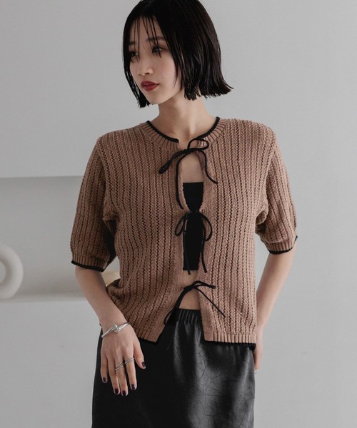 LOWLYS FARM ガラニットショートプルオーバー ベージュ 新品未使用 LOWRYS FARM ニット セーター 2WAYステッチプルオーバーLS